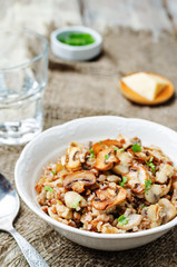 Mushrooms cheese buckwheat