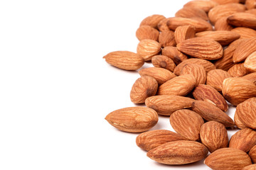 peeled almonds isolated on a white background 