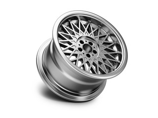 3d illustration of forged car rim isolated on white background