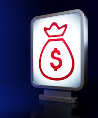 Banking concept: Money Bag on billboard background