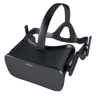 Black  3d model wearing a virtual reality headset on a white background