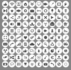 100 icon set circle. Icons for social networking illustration in flat