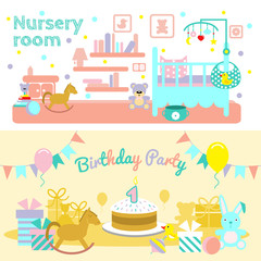 Fototapeta premium Baby Flat Banner Set