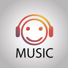 Smail listening to music logo logotype vector icon