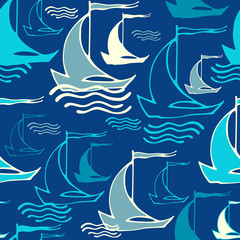 Seamless pattern with ships