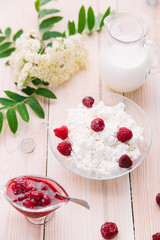 Breakfast with milk and cheese