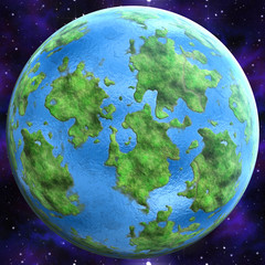 green Planetgreen planet similar to earth 3D illustration