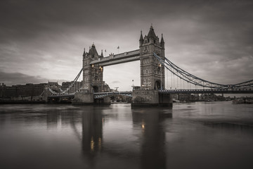 The world famous Tower Bridge in the morning - vintage version - London, UK