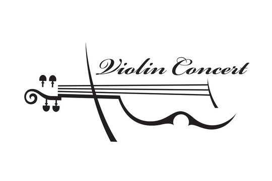 abstract monochrome illustration of violin with text