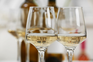 Glasses of white wine closeup