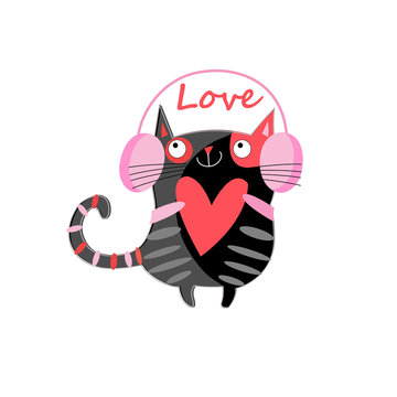 Graphic illustration of a cat lover