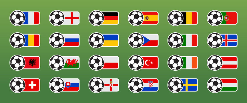 A set of European Football flags
