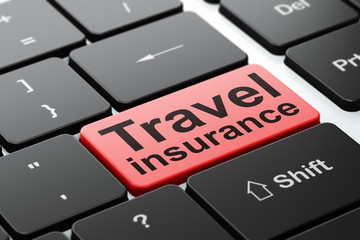 Fototapeta premium Insurance concept: Travel Insurance on computer keyboard background