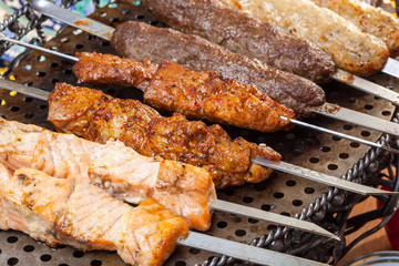 set of different kebabs