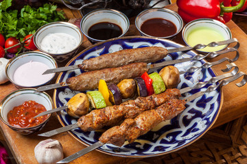 set of different kebabs