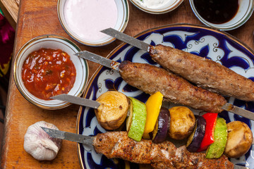 set of different kebabs