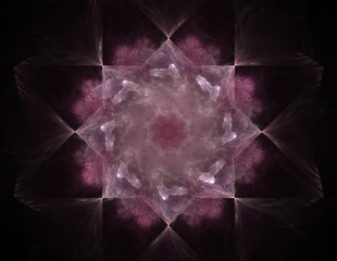 Particles of abstract fractal forms on the subject of nuclear physics science and graphic design. Geometry sacred futuristic