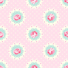 Vintage rose pattern. Shabby chic style vector background
