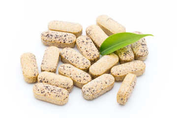 Alternative Medicine. Vitamin capsules. Homeopathic supplement.