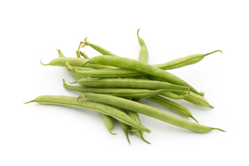Green beans isolated on a white background.