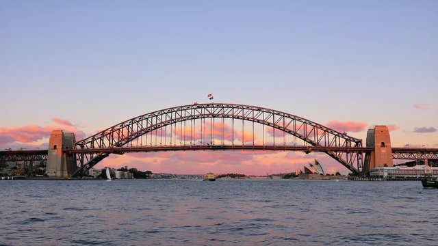 Sydney Harbour Bridge sunset timelapse in 4k