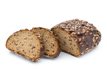 Rye bread isolated on white background.