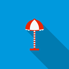 Beach umbrella icon, flat style