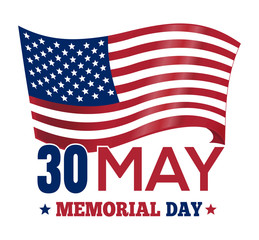 Happy Memorial Day 2016. Poster design with the US flag. 30 May. Memorial Day card. Vector illustration