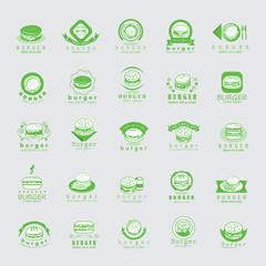Burger Icons Set - Isolated On Gray Background - Vector Illustration, Graphic Design. Food Concept