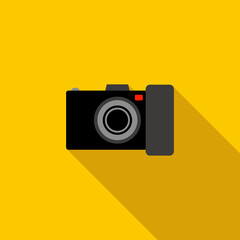 Black camera icon in flat style