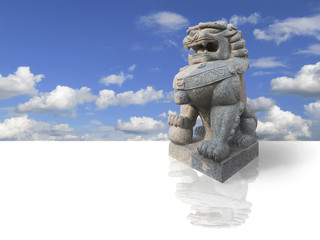 Fototapeta na wymiar Chinese Stone Lion - A Symbol of Power