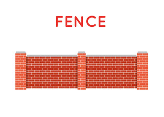 Vector fence illustration. Farm fence. Fence with border. Buildi
