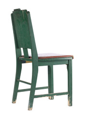 green wooden chair.