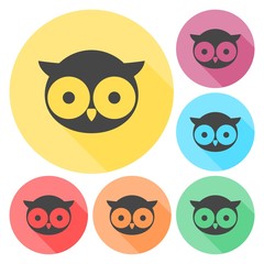 Owl icons set with long shadow