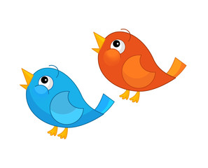 Cartoon happy birds - isolated - illustration for children