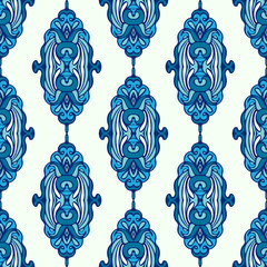 Luxury Damask seamless pattern blue background