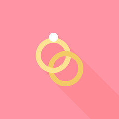 Engagement rings icon, flat style