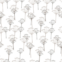 Hand-drawn floral background. Monochrome seamless pattern of abs
