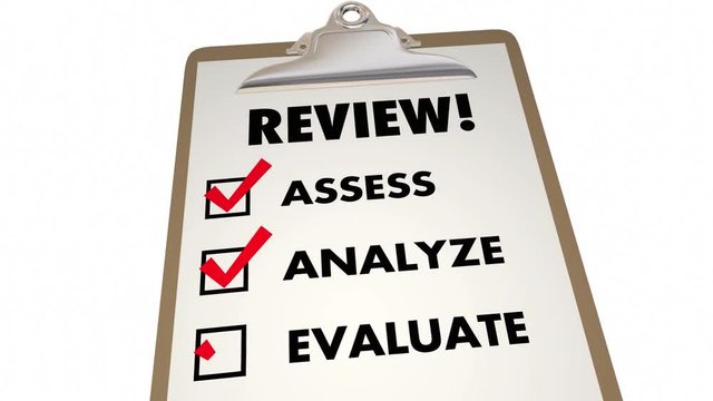 Review Clipboard Checklist Evaluation Words 3d Animation