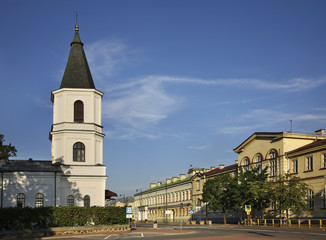 Fototapeta na wymiar Adam Mickiewicz street in Suwalki. Poland