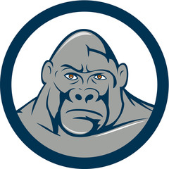 Angry Gorilla Head Circle Cartoon