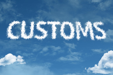 Fototapeta premium Customs cloud word with a blue sky