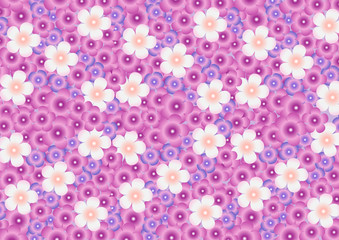 Vector solid bright background from a pattern of multicolored flowers of lilac. 