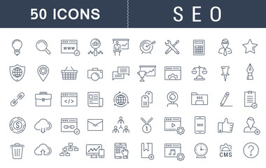 Set Vector Flat Line Icons SEO