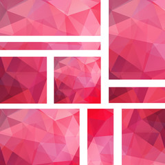 Set of polygonal vector backgrounds. Vector illustration. Pink color