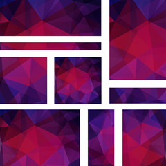 Set of polygonal vector backgrounds. Vector illustration. Pink, purple colors. 