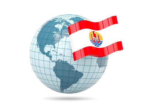 Globe with flag of french polynesia