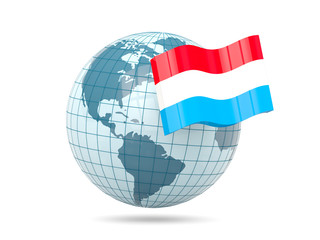 Naklejka premium Globe with flag of luxembourg