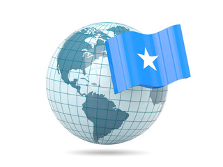Globe with flag of somalia