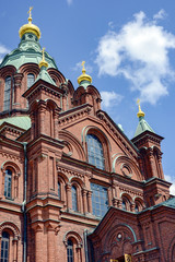 Fototapeta na wymiar Eastern Orthodox cathedral Uspenskin in Helsinki, Finland